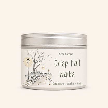 Crisp Fall Walks — Autumn Collection tin candle