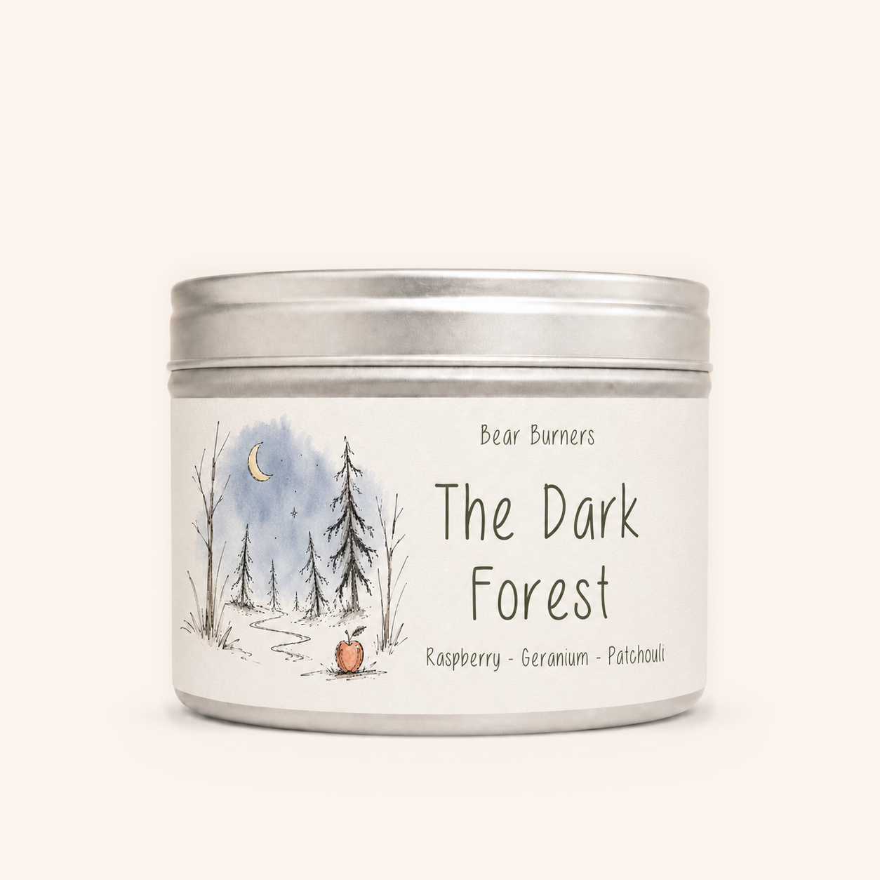 The Dark Forest — Raspberry & Geranium — Autumn Collection tin candle