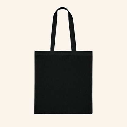 Plain reverse of the black cotton tote bag.