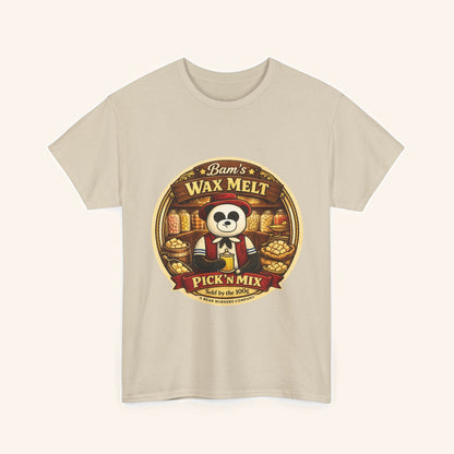 Cream Bam’s Pick ’n’ Mix T-shirt showing the circular artwork on the front.