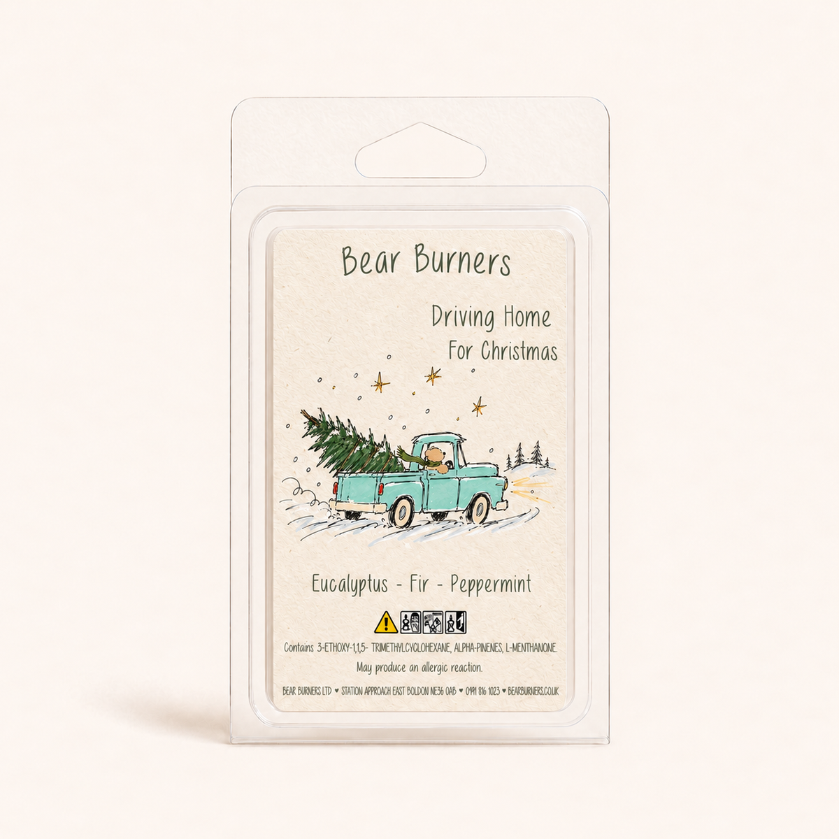Driving Home for Christmas Christmas wax melt clamshell by Bear Burners