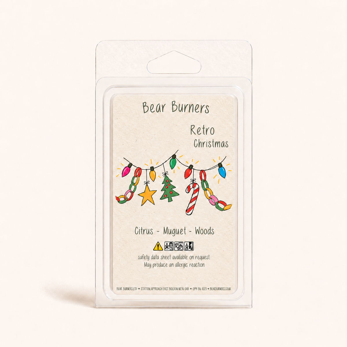 Retro Christmas Christmas wax melt clamshell by Bear Burners