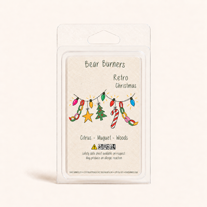 Retro Christmas Christmas wax melt clamshell by Bear Burners